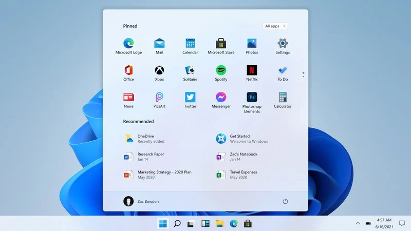 fitur Windows 11 Start menu